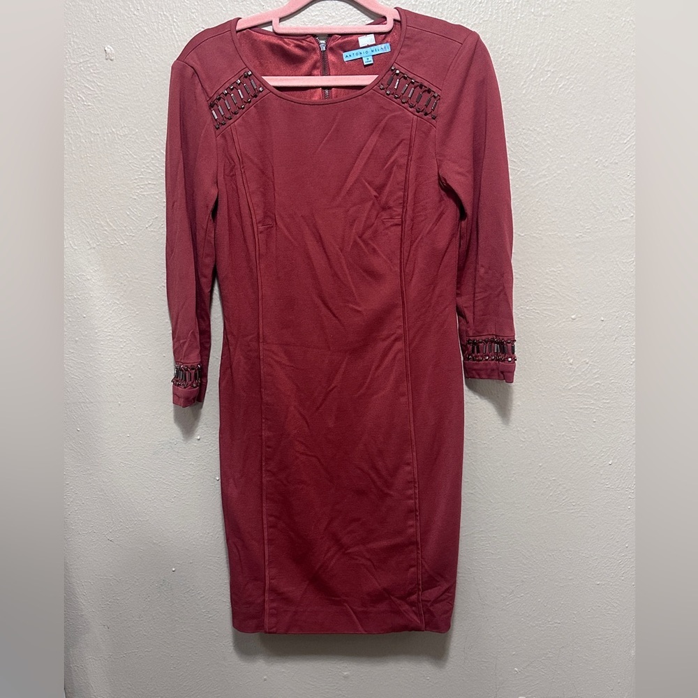 Antonio Melani Dress Size 2 Burnt Orange Embellished Career Cocktail